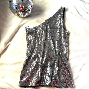 Hugo Boss Sequined One Shoulder Tank Size L